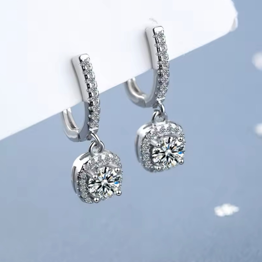 Zoé -2CT Hoop Dangle SterlingSilver Earrings With High Quality Zirconia Crystals
